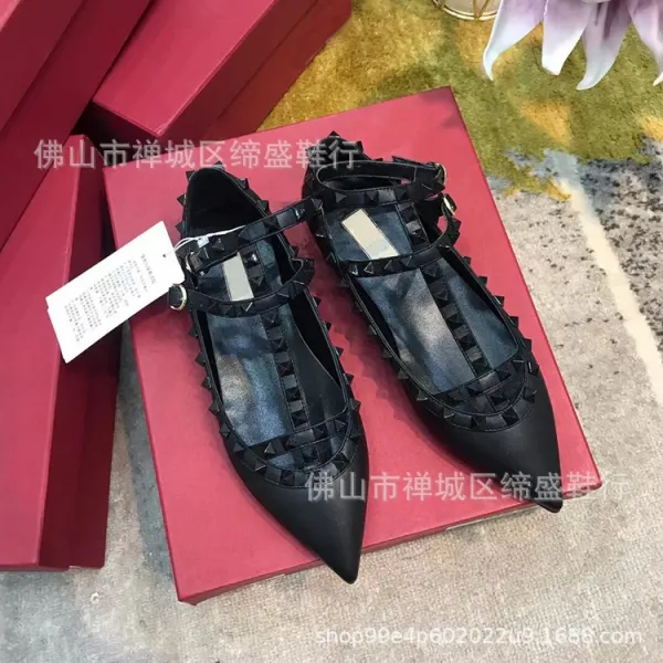 Valentino Rockstud Flat White Leather Pointed-Toe Mary Jane Shoes Loafers - 16
