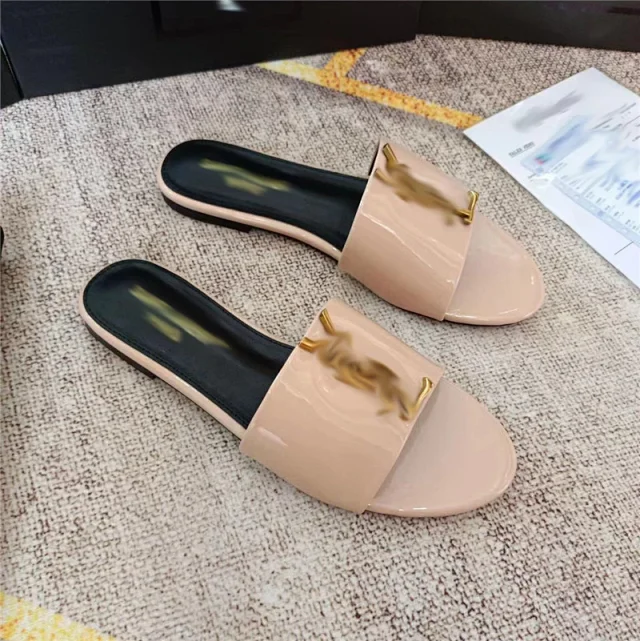 Saint Laurent Sandals Flat Slide with Metal Monogram Detail product detail image 8