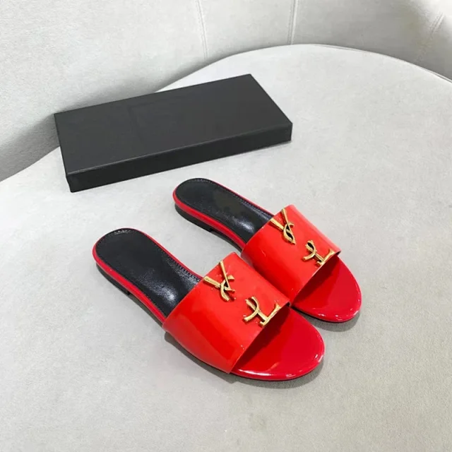 Saint Laurent Slippers Cassandre logo flat slide product detail image 6
