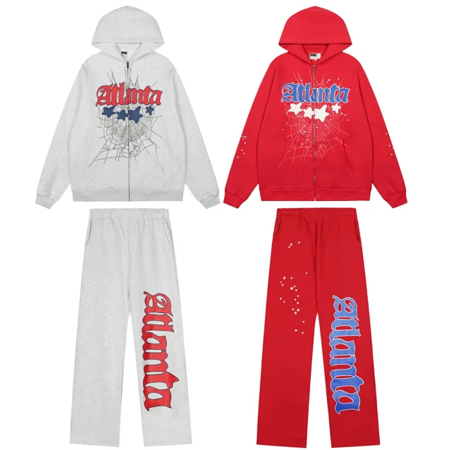 Sp5der Tracksuits Spider web graphic hooded sweatshirt and jogger set product detail image 4