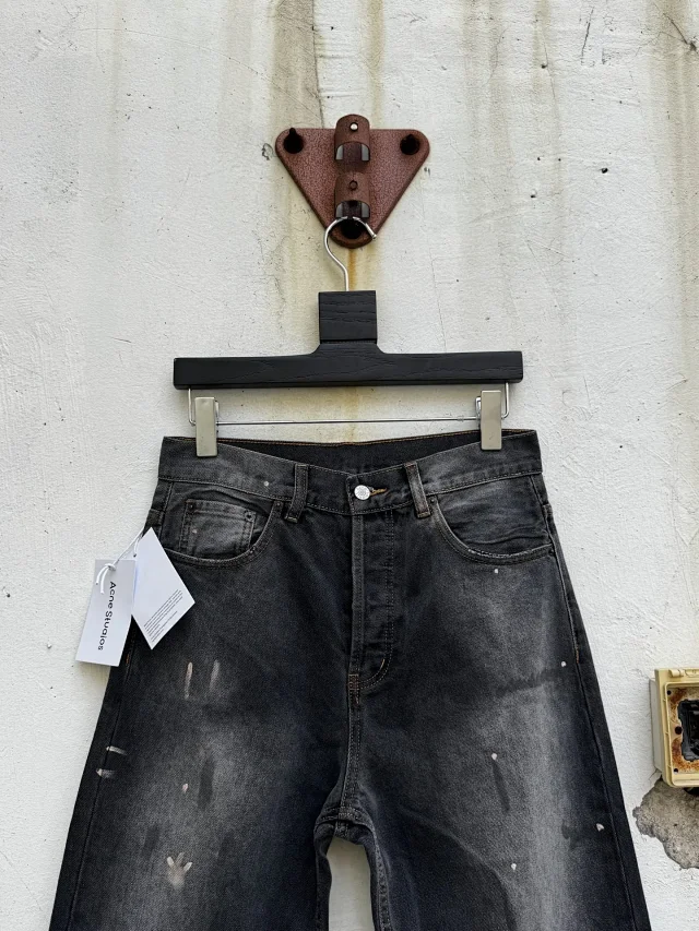 Acne Studios Jeans Wide-Leg Paint-Splatter product detail image 8