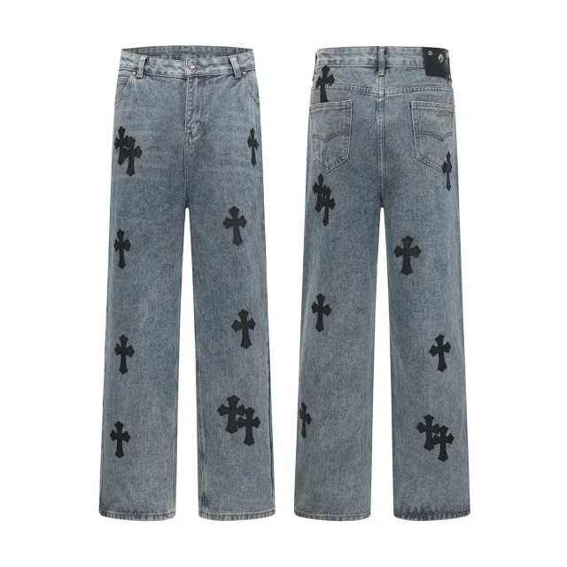 Chrome Hearts Jeans Wide-Leg Cross Patch product detail image 3