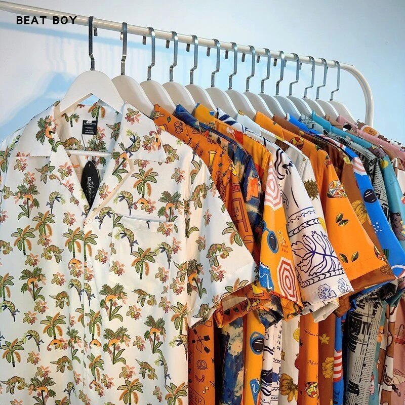 BEAT BOY Shirts Short-Sleeve Tropical Fruit Print Button-Up Shirt image 3