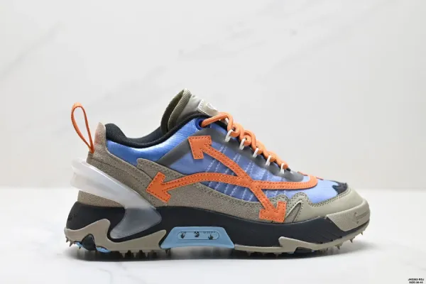 Off-White Diagonal Arrow Running Sneakers Blue Orange Beige Running Shoes - 2