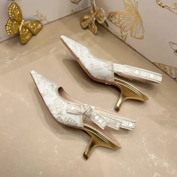 Dior J'Adior Lace Slingback Stilettos Beige - 10