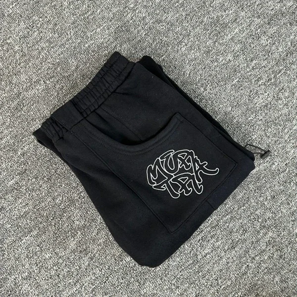 Unbranded Trousers Fleece drawstring with contrast pockets and embroidered graphic product detail image 5
