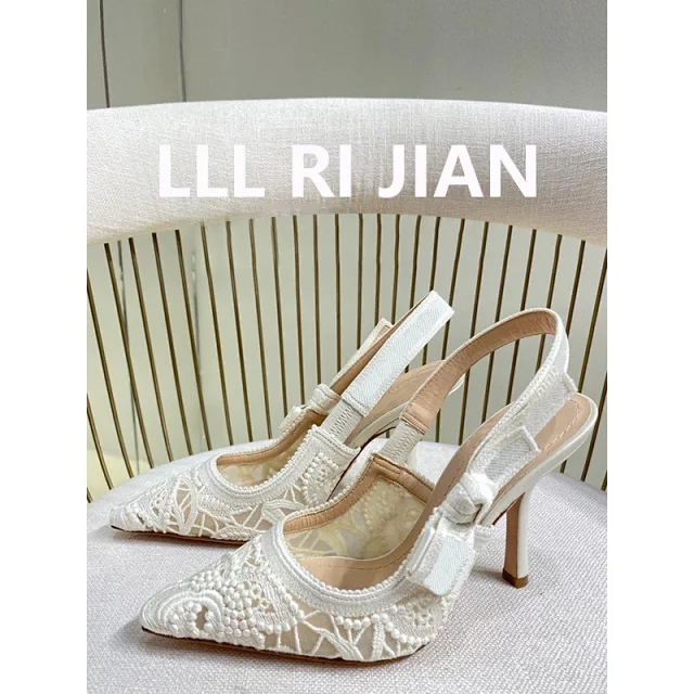 Unbranded High Heels Lace Embroidered Pointed-Toe Slingback product detail image 7