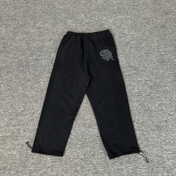 Unbranded Trousers Fleece drawstring with contrast pockets and embroidered graphic product detail image 3