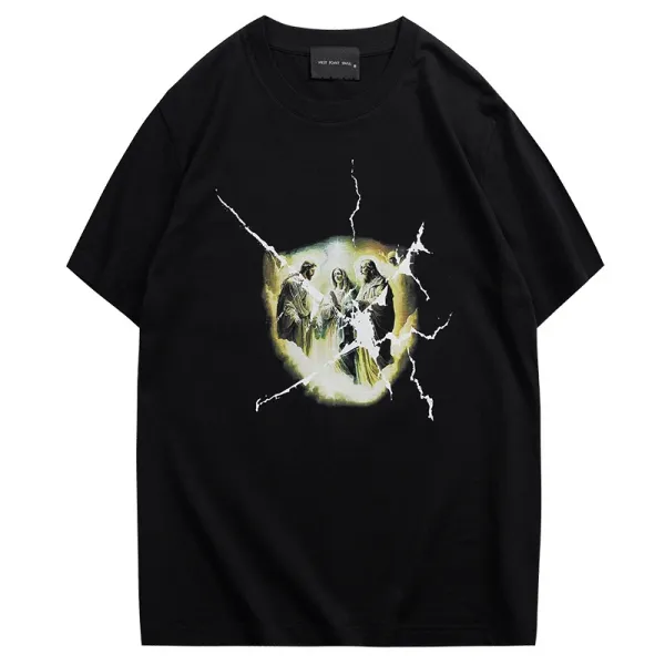 Design West Point Black Lightning Religious Art T-Shirt T-Shirts - 1