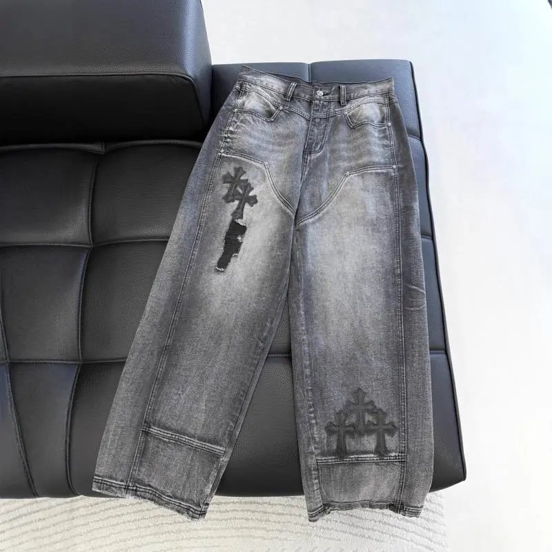 Unbranded Jeans Distressed Cross Patch Wide-Leg image 5