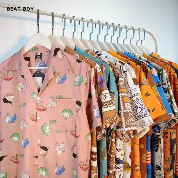 Design Beat Boy Ing Tropical Print Short-Sleeve Shirt White Shirt - 12