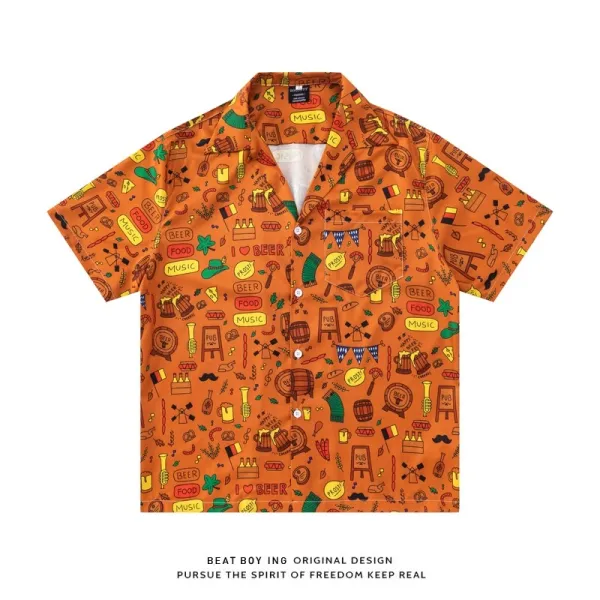 Design Beat Boy Ing Tropical Print Short-Sleeve Shirt White Shirt - 52
