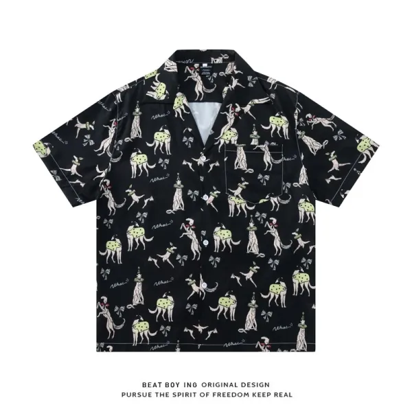 Design Beat Boy Ing Tropical Print Short-Sleeve Shirt White Shirt - 60