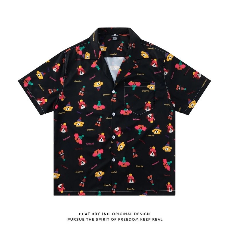 Design Beat Boy Ing Tropical Print Short-Sleeve Shirt White Shirt - 85