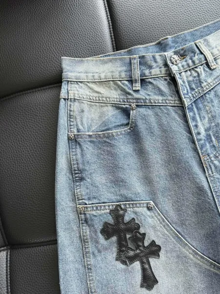Chrome Hearts Cross Embroidered Distressed Wide-Leg Jeans - 6