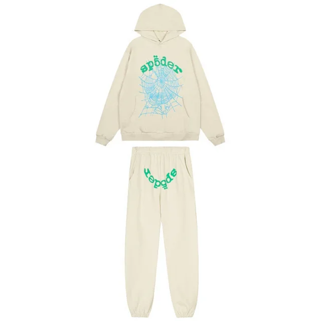 Sp5der Tracksuits Spider web graphic hooded sweatshirt and jogger set product detail image 18