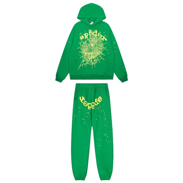 Sp5der Tracksuits Spider web graphic hooded sweatshirt and jogger set product detail image 28