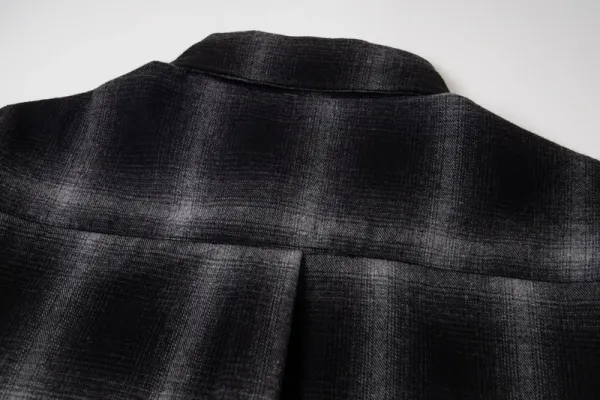 Design Plaid Shirt with Graphic Patches Black / Gray - 8