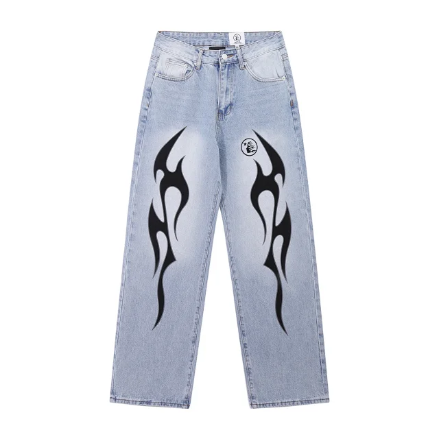 Hellstar Jeans Light-wash graphic-print product detail image 8