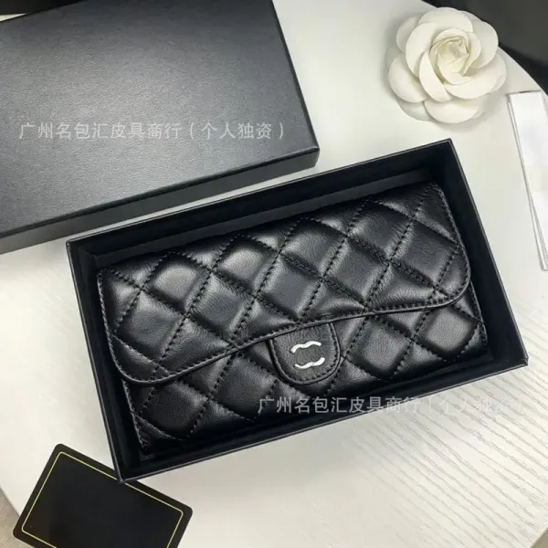 Chanel Classic Flap Wallet Black Quilted Leather Long Wallet - 13