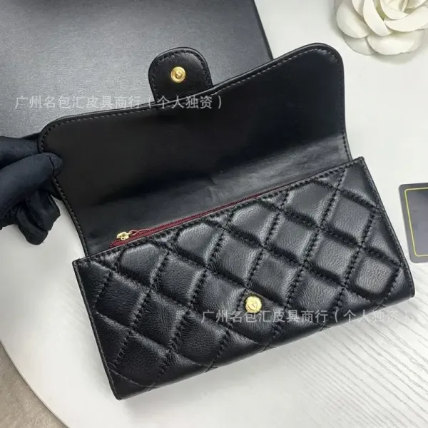 Chanel Classic Flap Wallet Black Quilted Leather Long Wallet - 16