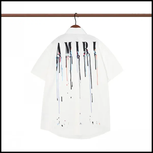 Amiri Palm Tree Print Short-Sleeve Shirt Blue and White - 11