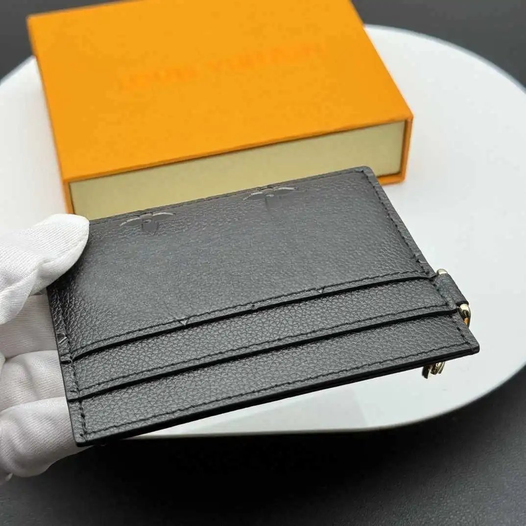 Dior Card Holder with Charm in Black Grained Leather Wallets - 9