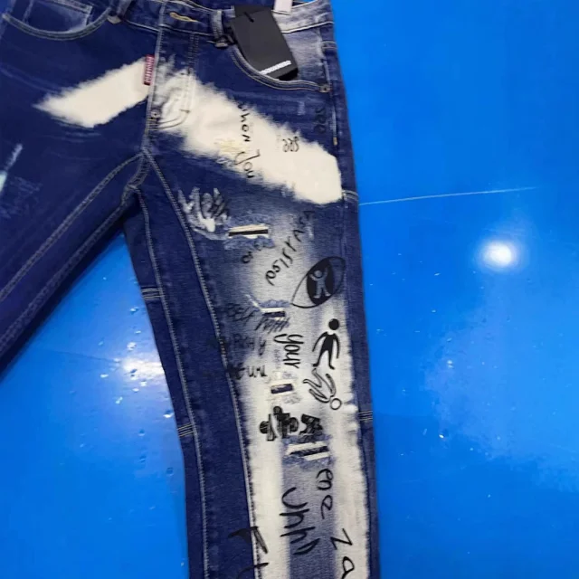 Unbranded Jeans Ripped graffiti-print slim-fit product detail image 12