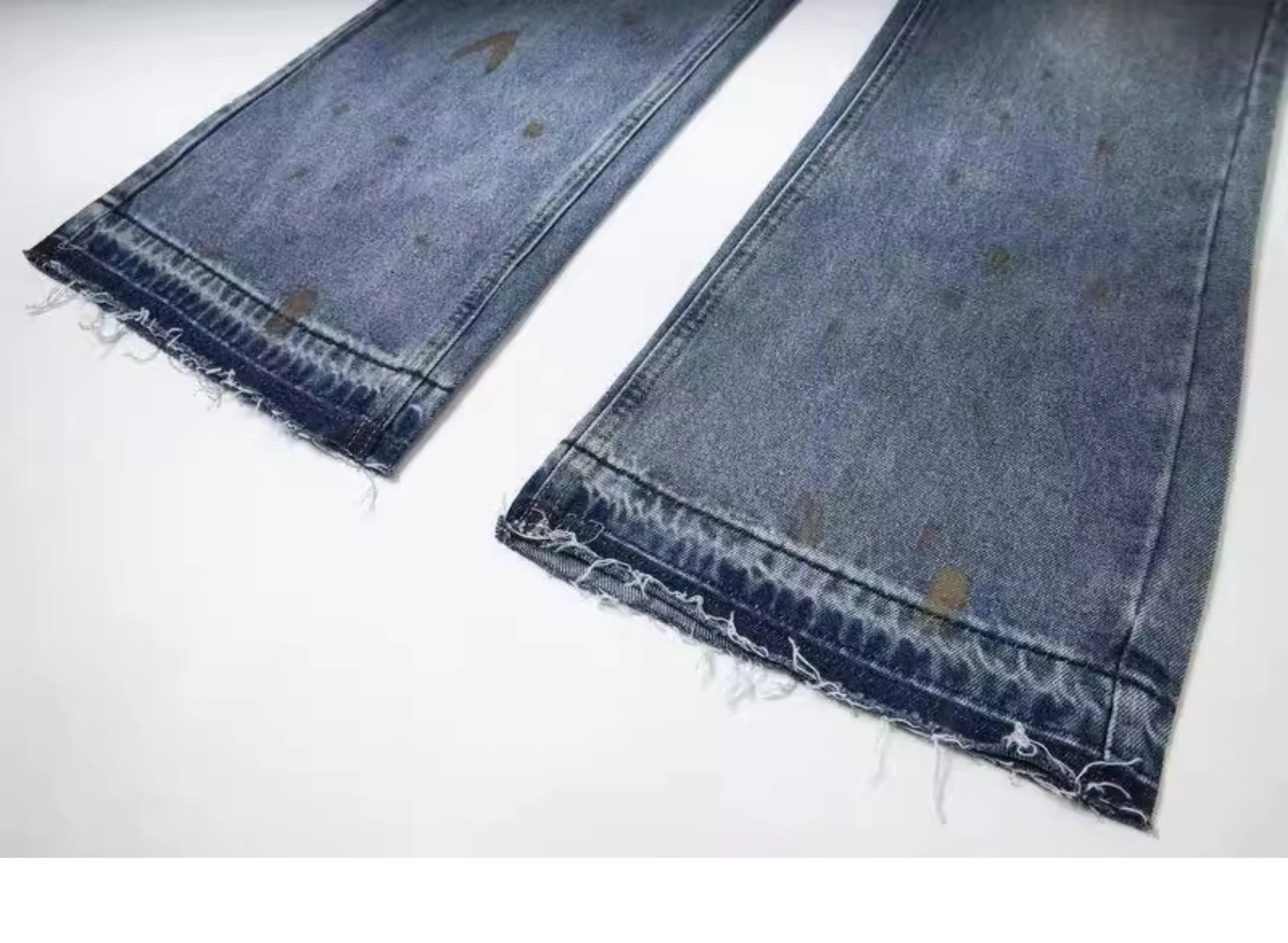 Design Distressed Paint-Splatter Flared Jeans Blue - 31