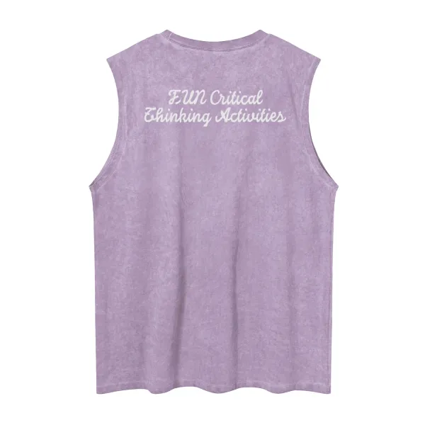 Design Massacred x Critical Thinking Activities Purple Graphic Muscle Tank Top Vest Top - 6