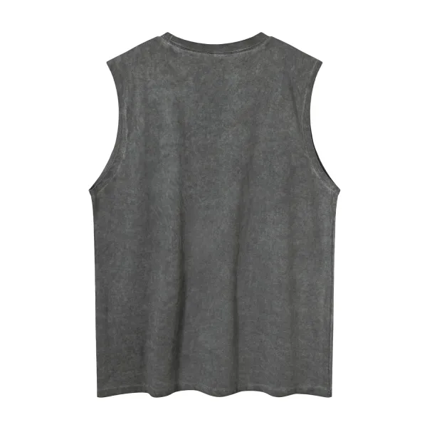 Design 'Mom I Am A Rich Man' Washed Beige Sleeveless Top Vest Top - 9