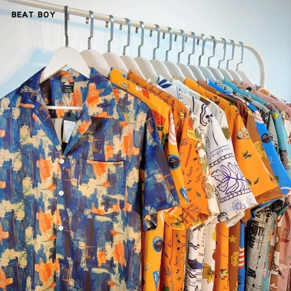 Design Beat Boy Ing Tropical Print Short-Sleeve Shirt White Shirt - 9