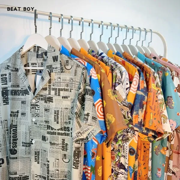 Design Beat Boy Ing Tropical Print Short-Sleeve Shirt White Shirt - 17