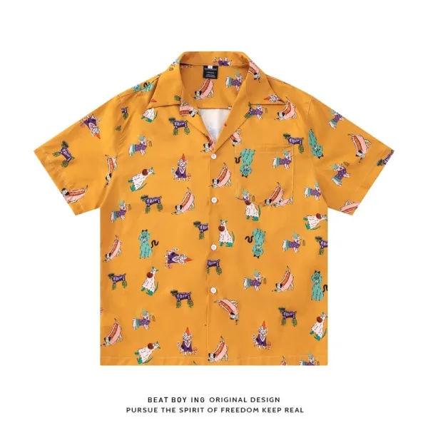 Design Beat Boy Ing Tropical Print Short-Sleeve Shirt White Shirt - 41