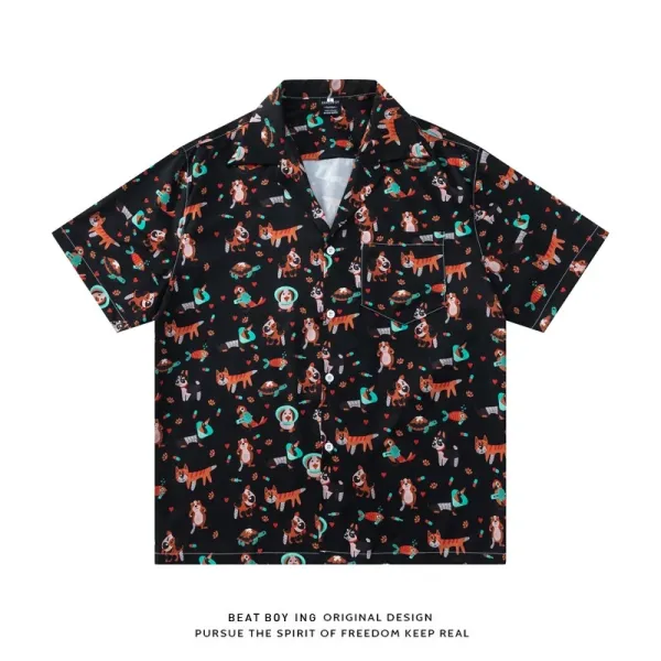 Design Beat Boy Ing Tropical Print Short-Sleeve Shirt White Shirt - 65