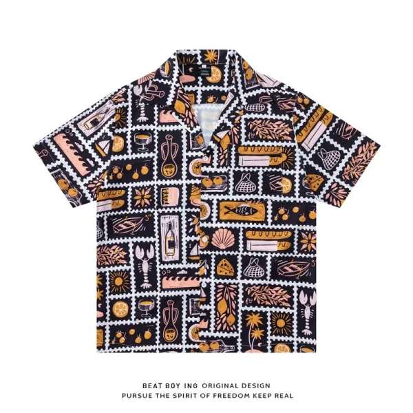 Design Beat Boy Ing Tropical Print Short-Sleeve Shirt White Shirt - 82