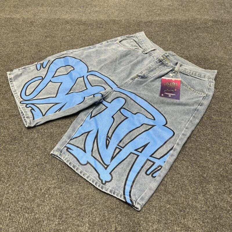 Syna World Shorts Denim with oversized graffiti-style logo print image 2