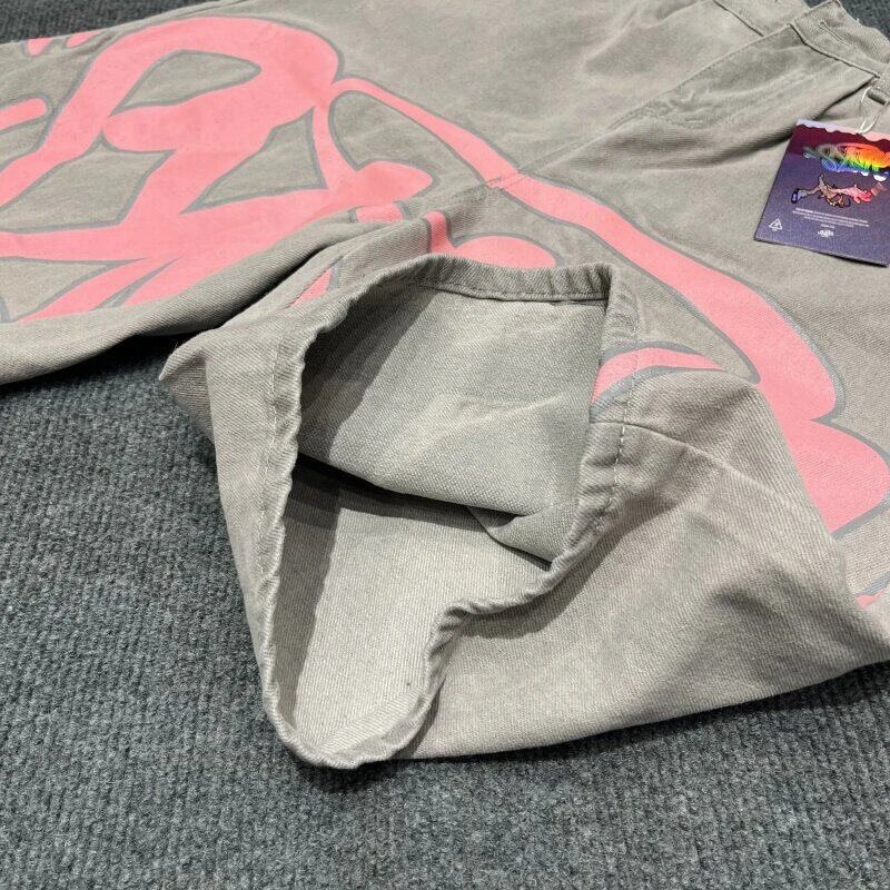Design Graffiti Print Cargo Shorts Khaki Pink - 11