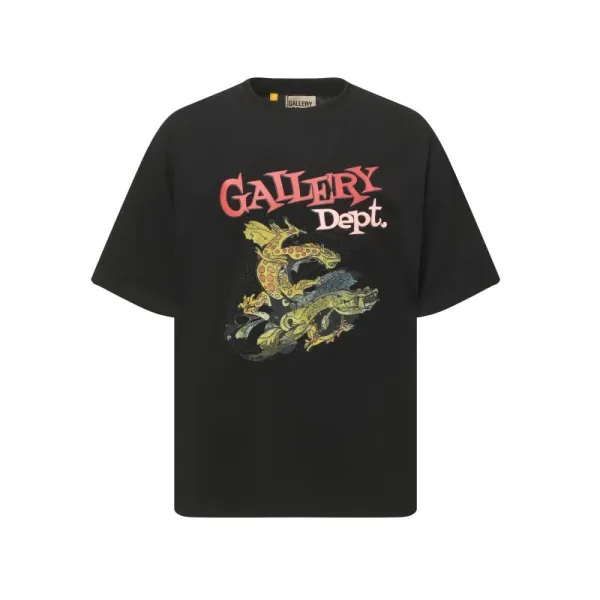 Gallery Dept Dragon Print Black T-Shirt - 1