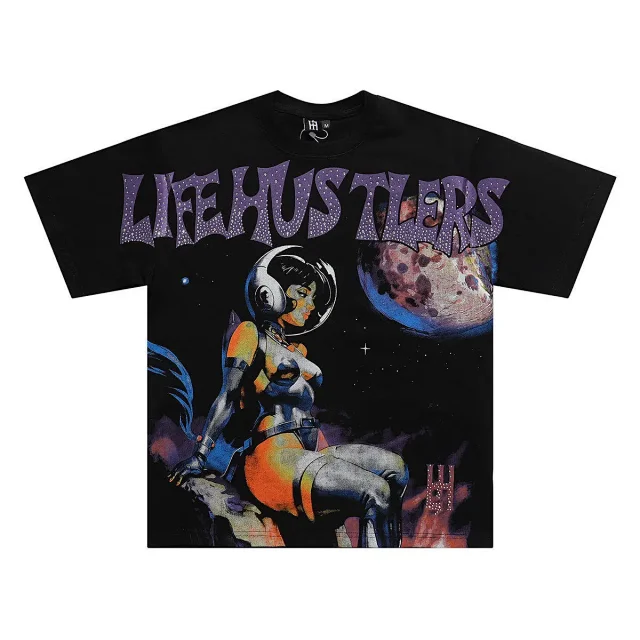 Life Hustlers T-Shirts Astronaut Graphic Rhinestone T-Shirt product detail image 4