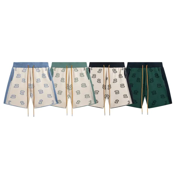 Rhude Bandana Print Knit Shorts Beige / Blue - 3
