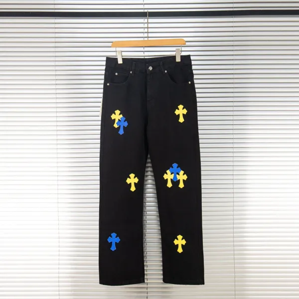 Chrome Hearts Cross Patch Distressed Gray Jeans - 6