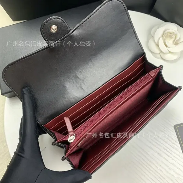 Chanel Classic Flap Wallet Black Quilted Leather Long Wallet - 20