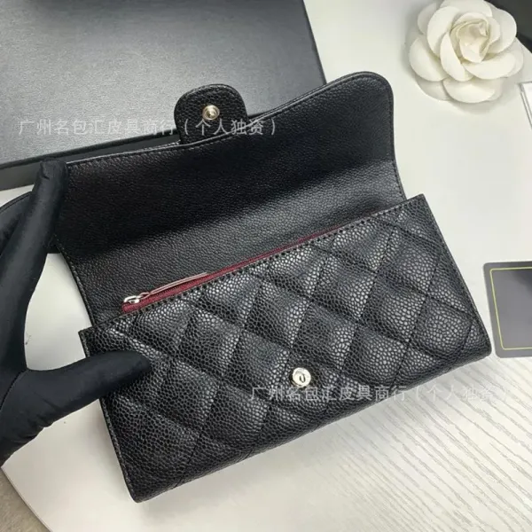Chanel Classic Flap Wallet Black Quilted Leather Long Wallet - 22