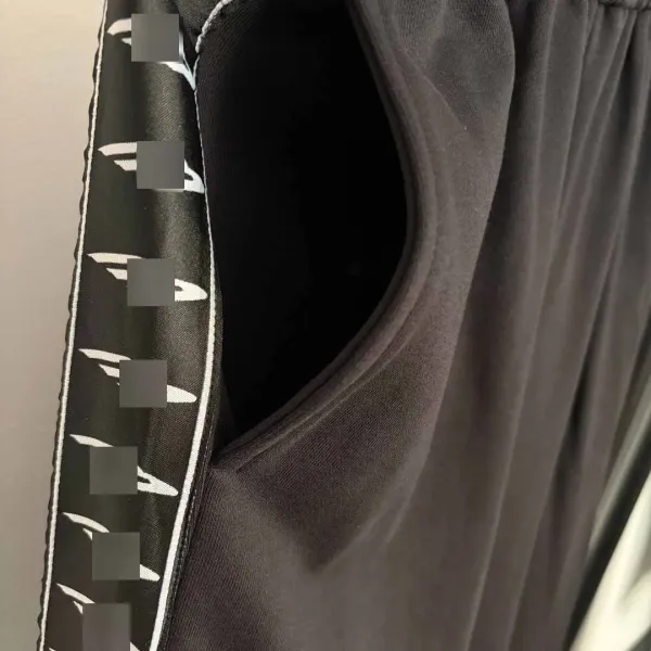 Design Track Pants Black with White Side Stripe Pants Sweatpants - 10
