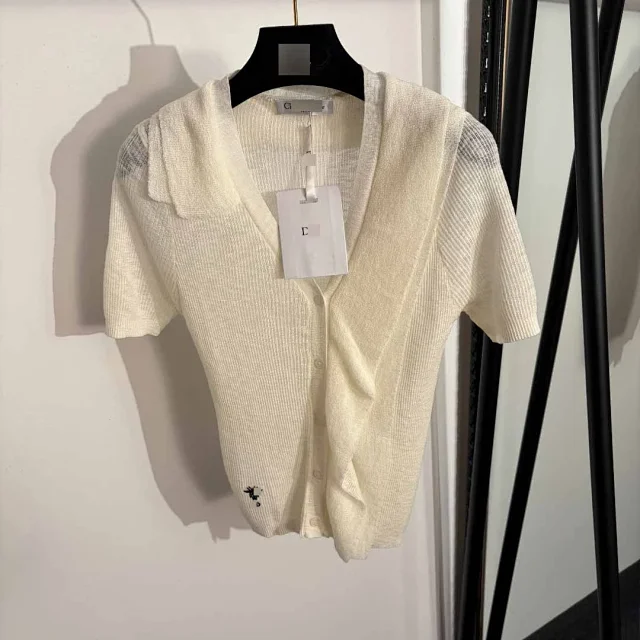 Unbranded Knitwear Short-Sleeve Button-Front Knit Cardigan with Sailor Collar product detail image 2