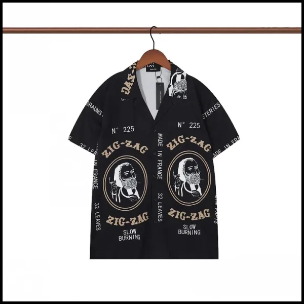 Amiri Palm Tree Print Short-Sleeve Shirt Blue and White - 12