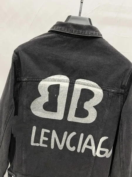 Balenciaga Logo Denim Jacket Peach - 5