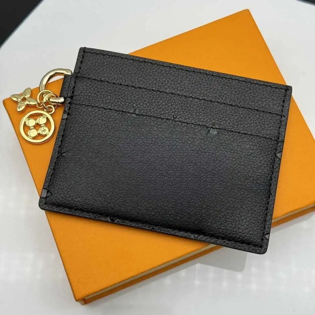 Dior Card Holder with Charm in Black Grained Leather Wallets - 8