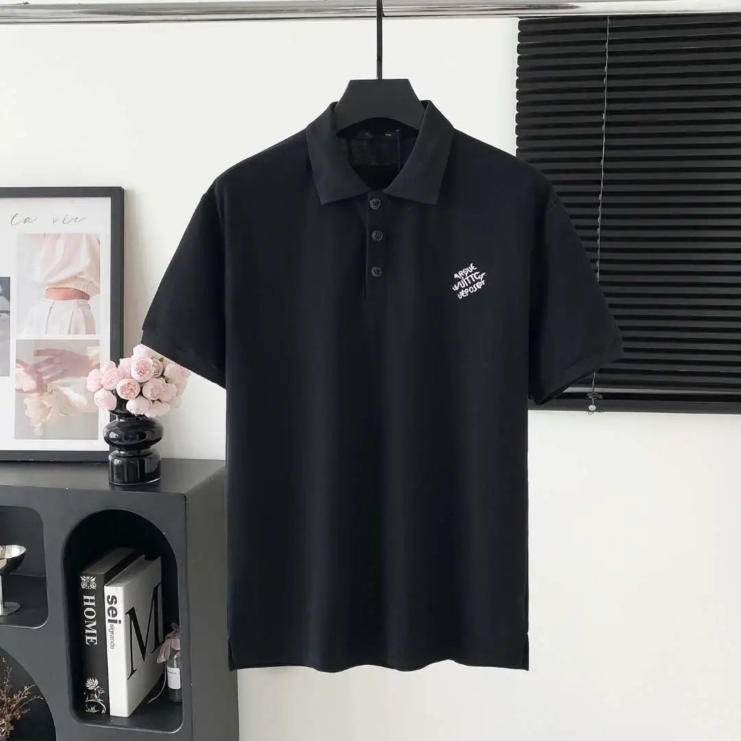 Prada Shirts Short-Sleeve Polo Shirt with Chest Triangle Logo — 02 Donkey Home Chest Classic Letter Embroidery